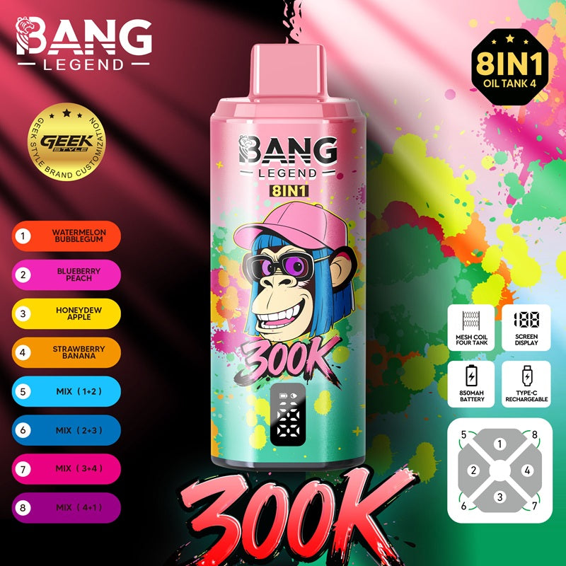 BANG LEGEND 300K Osiem w jednym, wielosmakowy