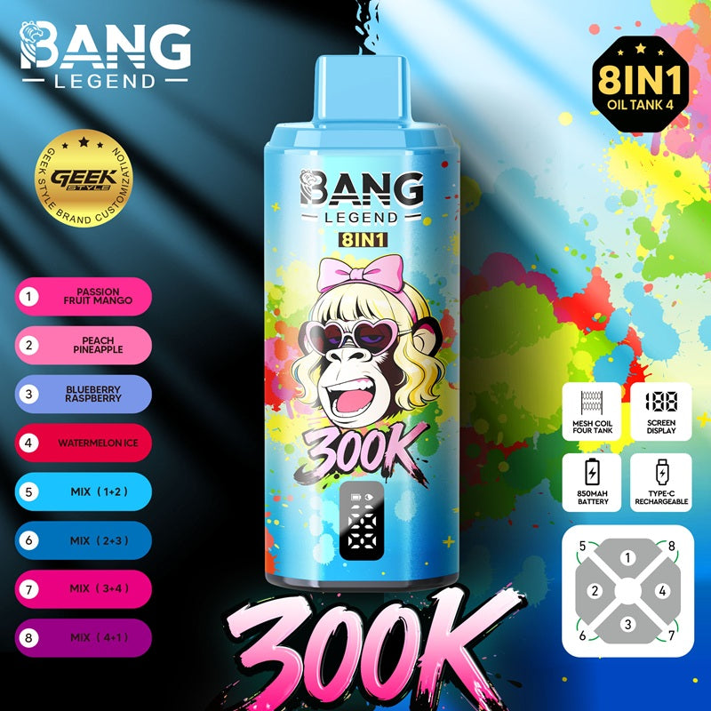 BANG LEGEND 300K Osiem w jednym, wielosmakowy