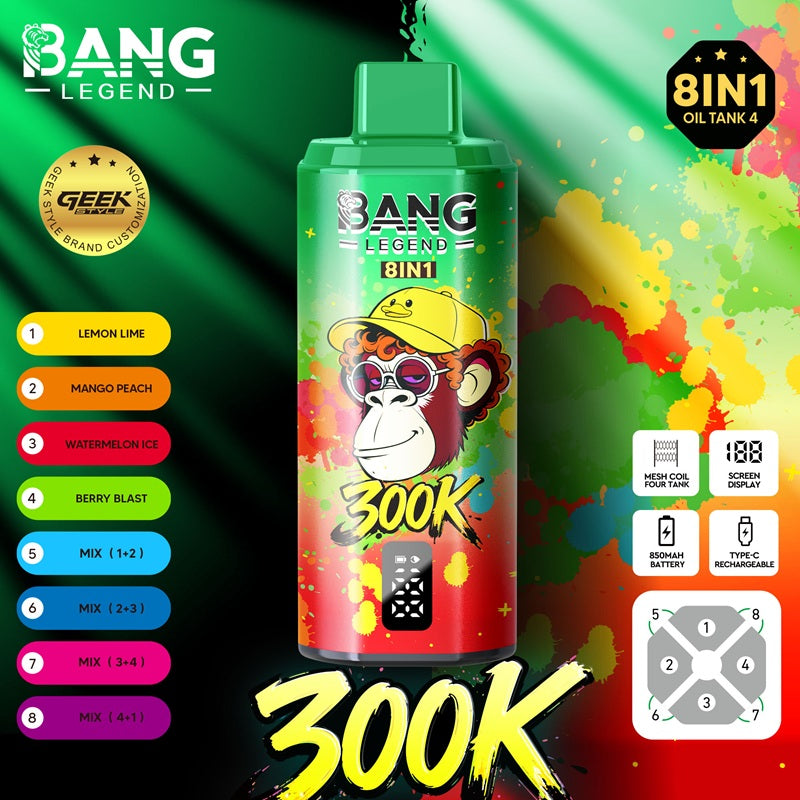 BANG LEGEND 300K Osiem w jednym, wielosmakowy