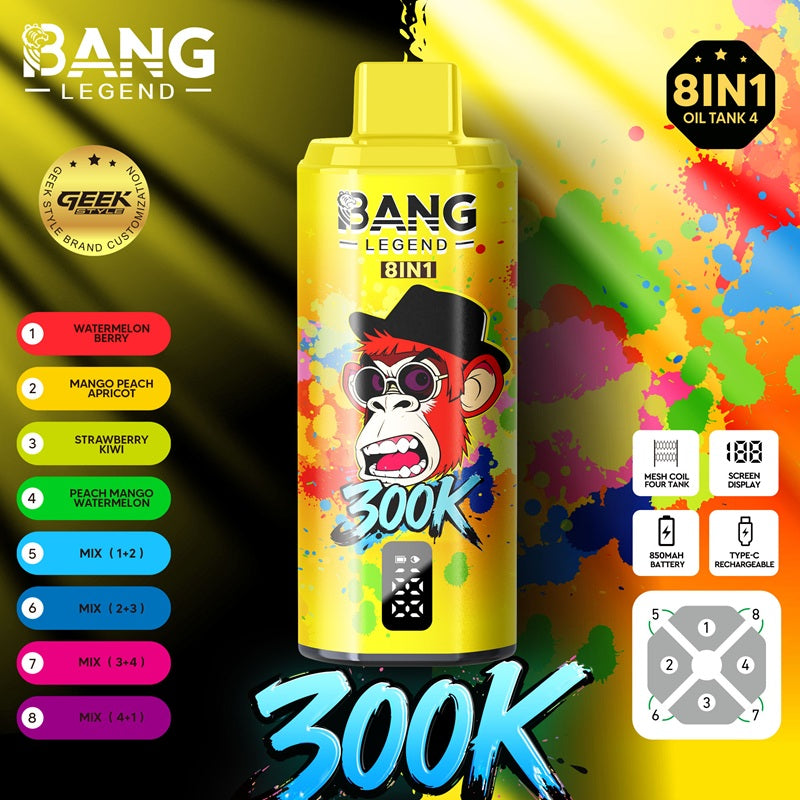 BANG LEGEND 300K Osiem w jednym, wielosmakowy