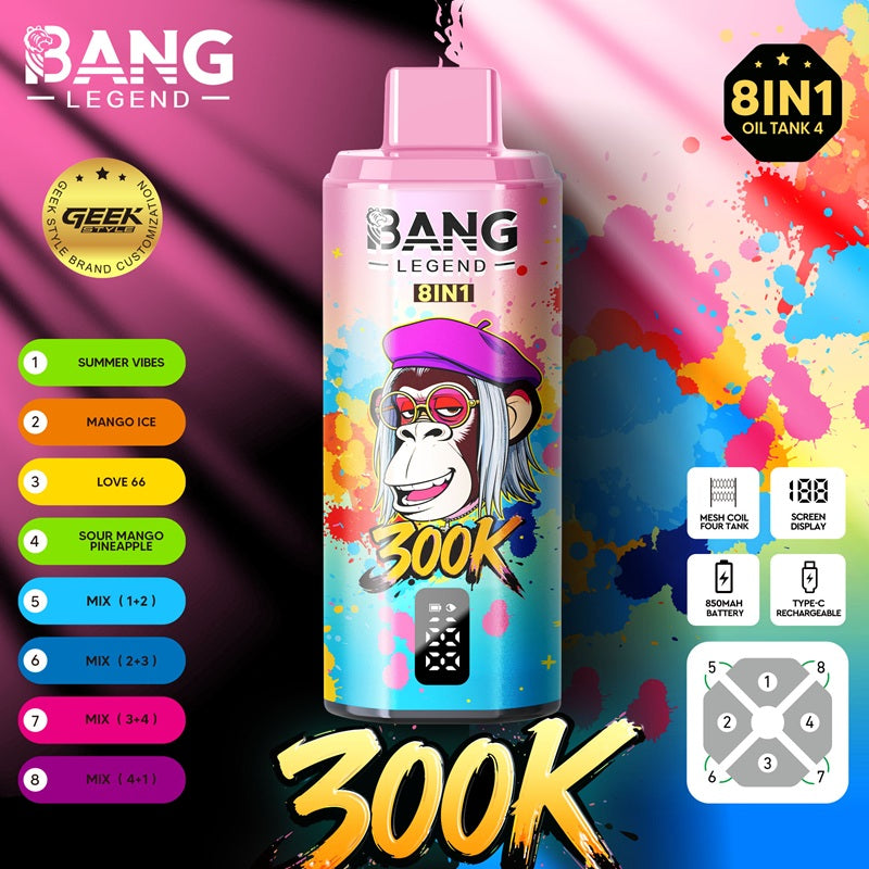 BANG LEGEND 300K Osiem w jednym, wielosmakowy