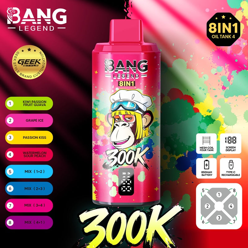 BANG LEGEND 300K Osiem w jednym, wielosmakowy