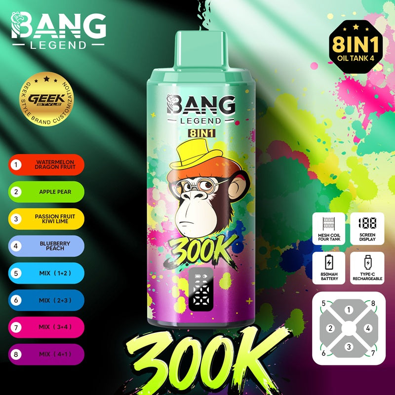 BANG LEGEND 300K Osiem w jednym, wielosmakowy
