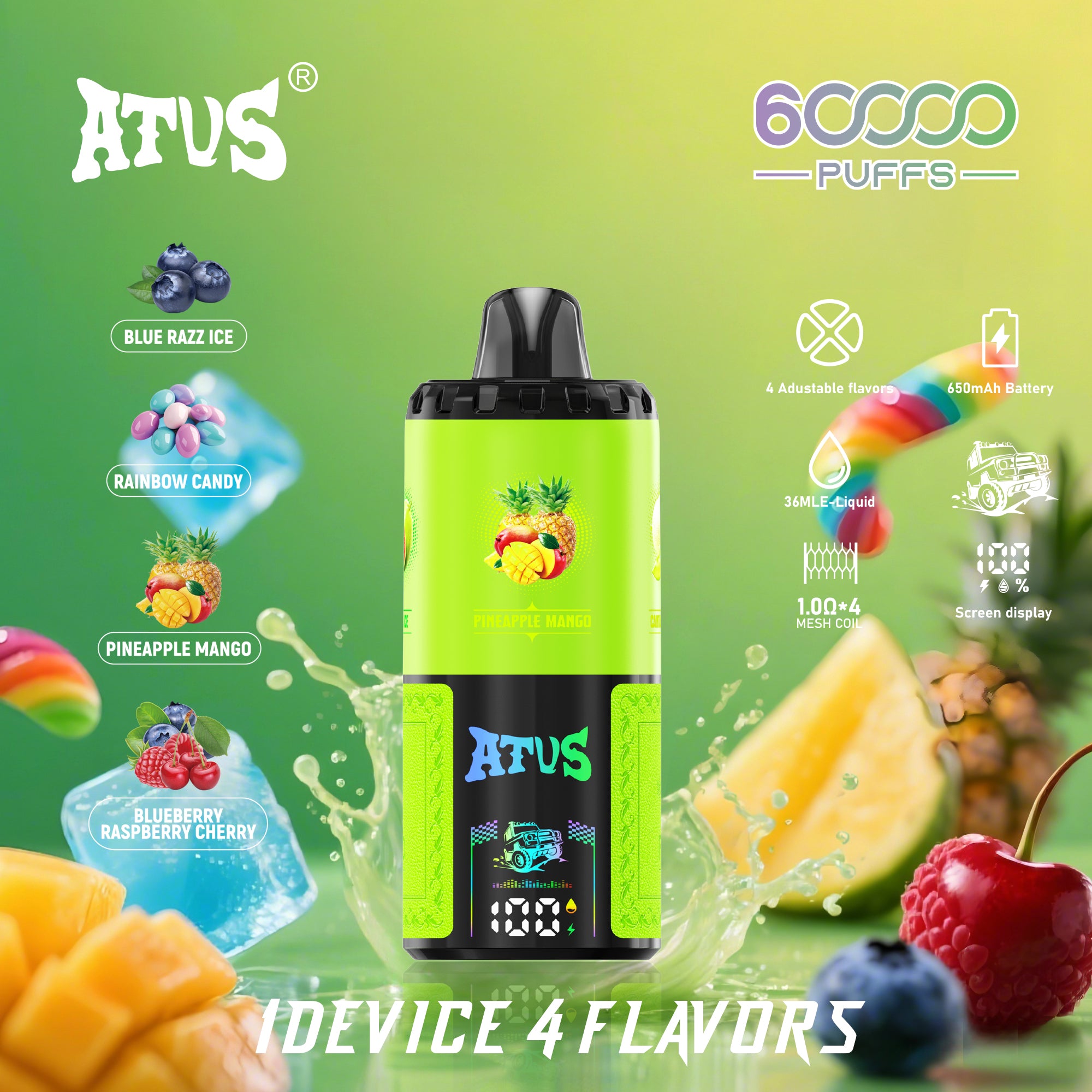 ATVS 60 000 zaciągnięć: inteligentny papieros elektroniczny 4 w 1