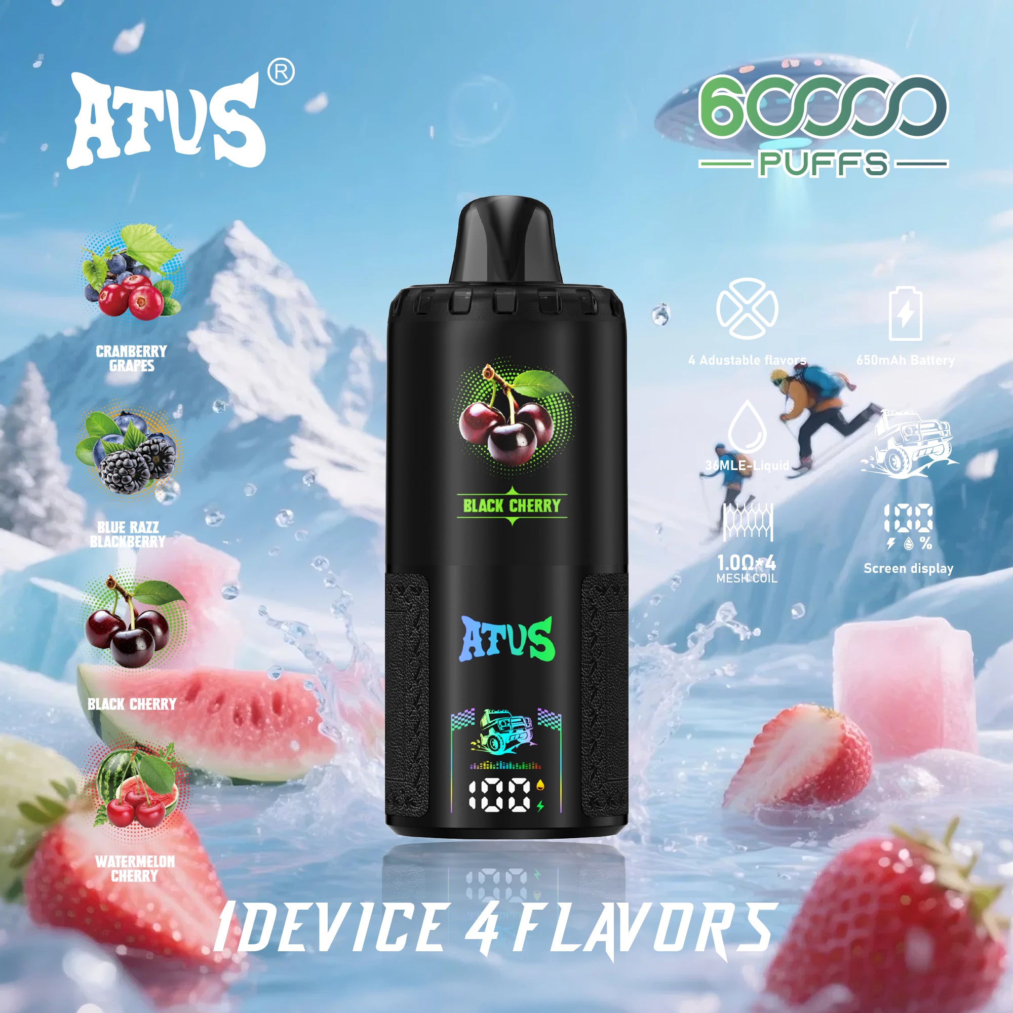 ATVS 60 000 napoi: Czerwona porzeczka, niebieska malina, czarna wiśnia, arbuz, wiśnia